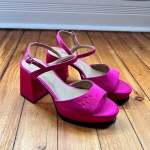& Other Stories Hot Pink Platform Heels Satin US 8